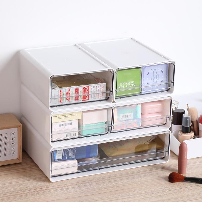 Transparent Multi-Grid Desk Organizer & Cosmetic Storage Drawer