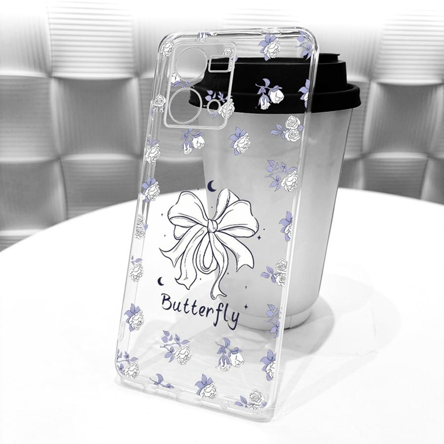 For OPPO Reno7 4G CPH2363 Case Soft TPU Protective Bow flower Phone Case For OPPO F21 Pro 4G transparent Reno 7 Cover Coque