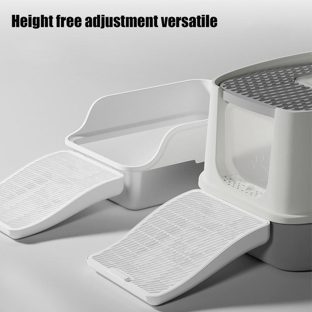 Cat Litter Box Step With Double-layer Filter And A Ramp Adjustable Pet Kitten Waste Collection Stairs Litter Catching Ramp