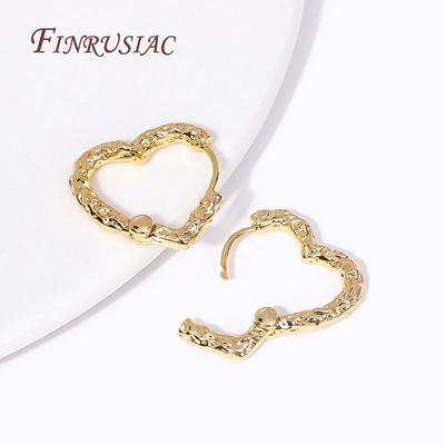 18K Echtgold Plated Damen Ohrringe Schmuck Zubehör Mode Messing Herz/U Schleife Ohrringe Creolen Weiblich