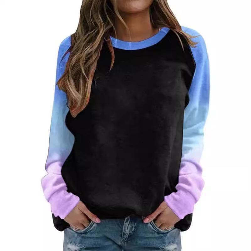 

Женский градиентный реглан рукава модный 3D принт круглый вырез женский пуловер с капюшоном пуловеры и длинные рукава (Женский) 5XL