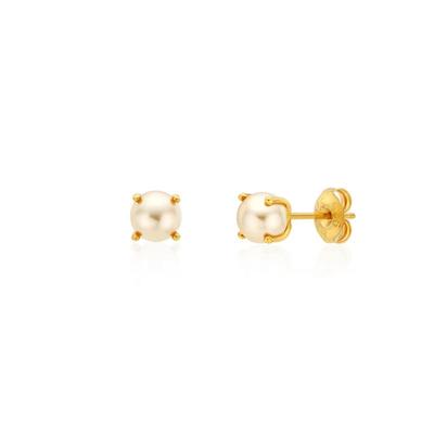 BE/GINS Silver925 BB PEARL LIGHT GOLD EARRINGS