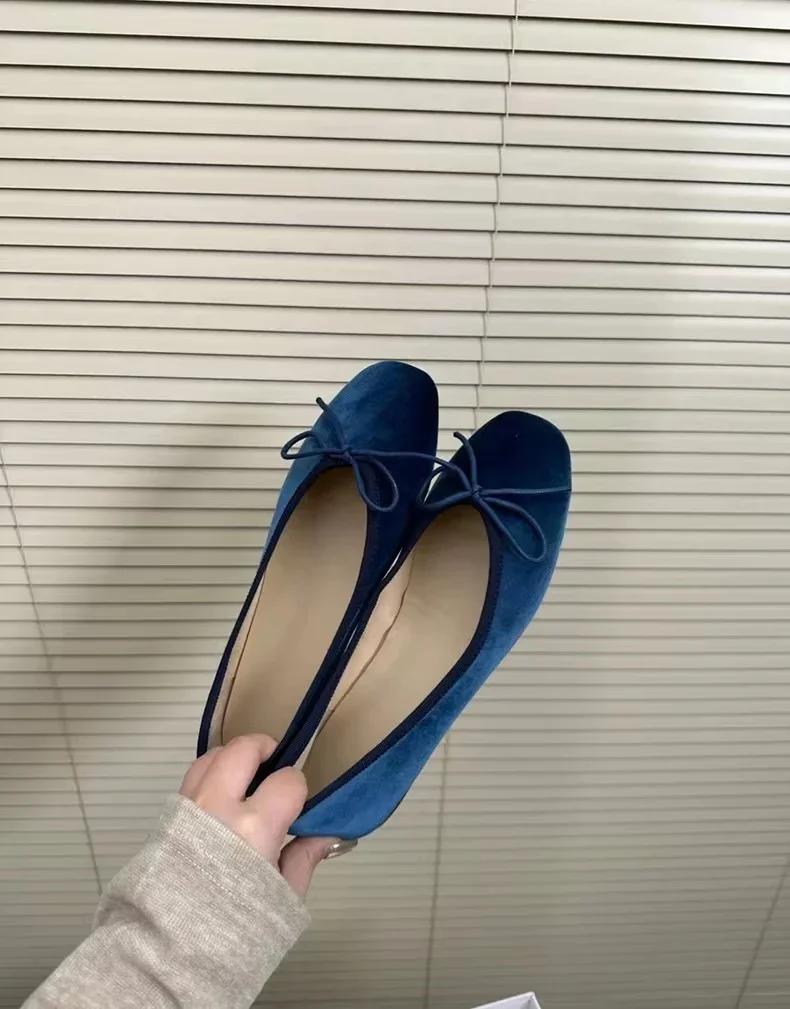 Designer Slip On Women Velvet Flats Fashion Elegant Butterfly-knot Spring Autumn Ladies Comfort Soft Sole Mary Jane Shoes