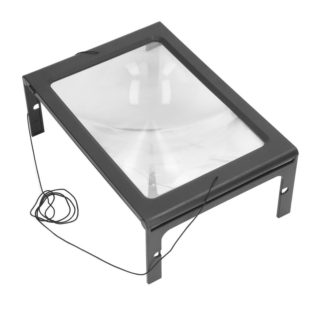 Rectangular Page Magnifier Hands Free Magnifier USB Plug In 2.5X Foldable Desktop Lighted Magnifying Glass Reading with