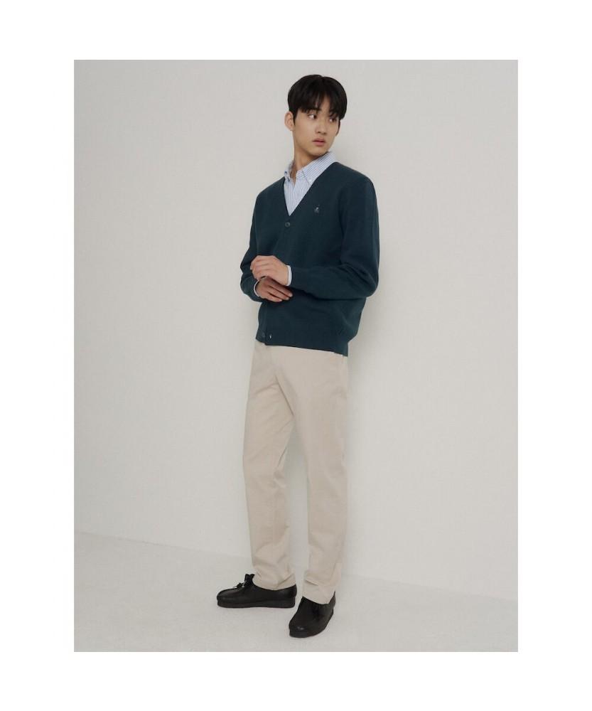 Binpolmen [Essential] Unisex Cotton Barrel B Cardigan Green