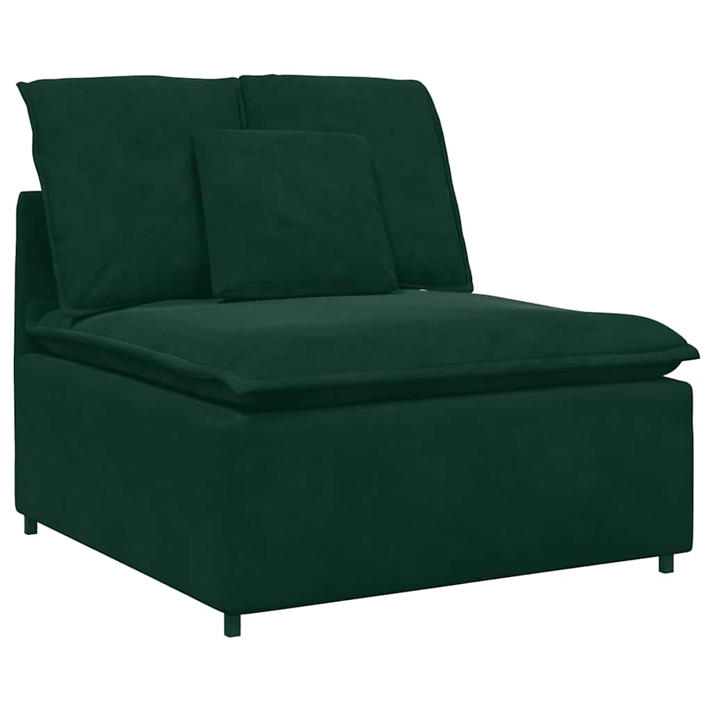 Modular Sofa with Cushions Velvet Dark Green