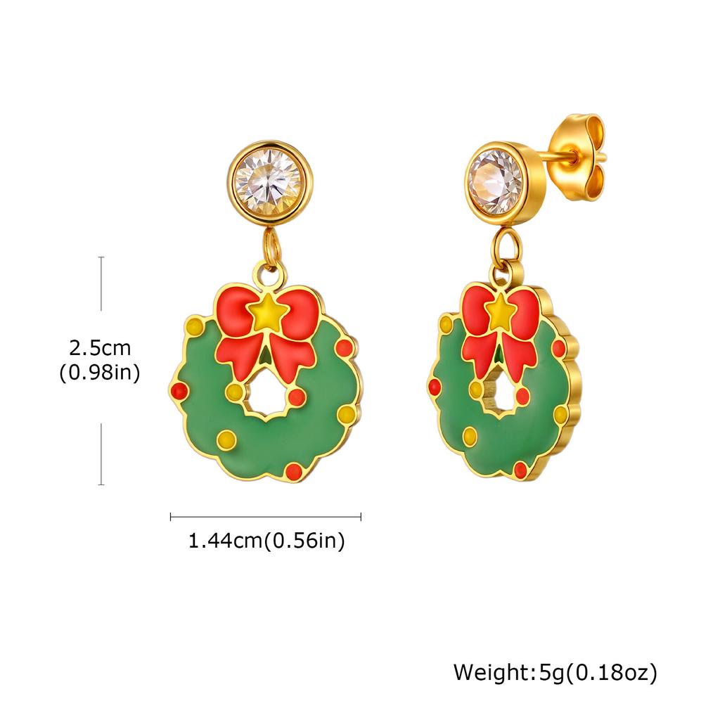 Christmas Earrings for Women, Santa Claus Christmas Tree Dangle Earrings, Hypoallergenic Cubic Zirconia Studs Holiday Jewelry