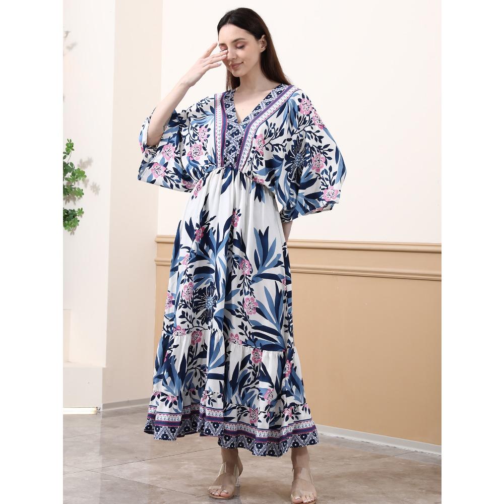 Printed Dress Loose A Pendulum Dress Beach Blouse Holiday Dress