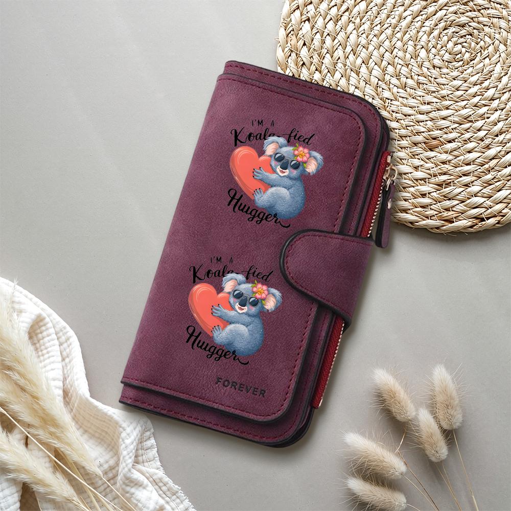 Cute Koala Print Women Long Wallet Fashion Faux Leather Card Holder Purse