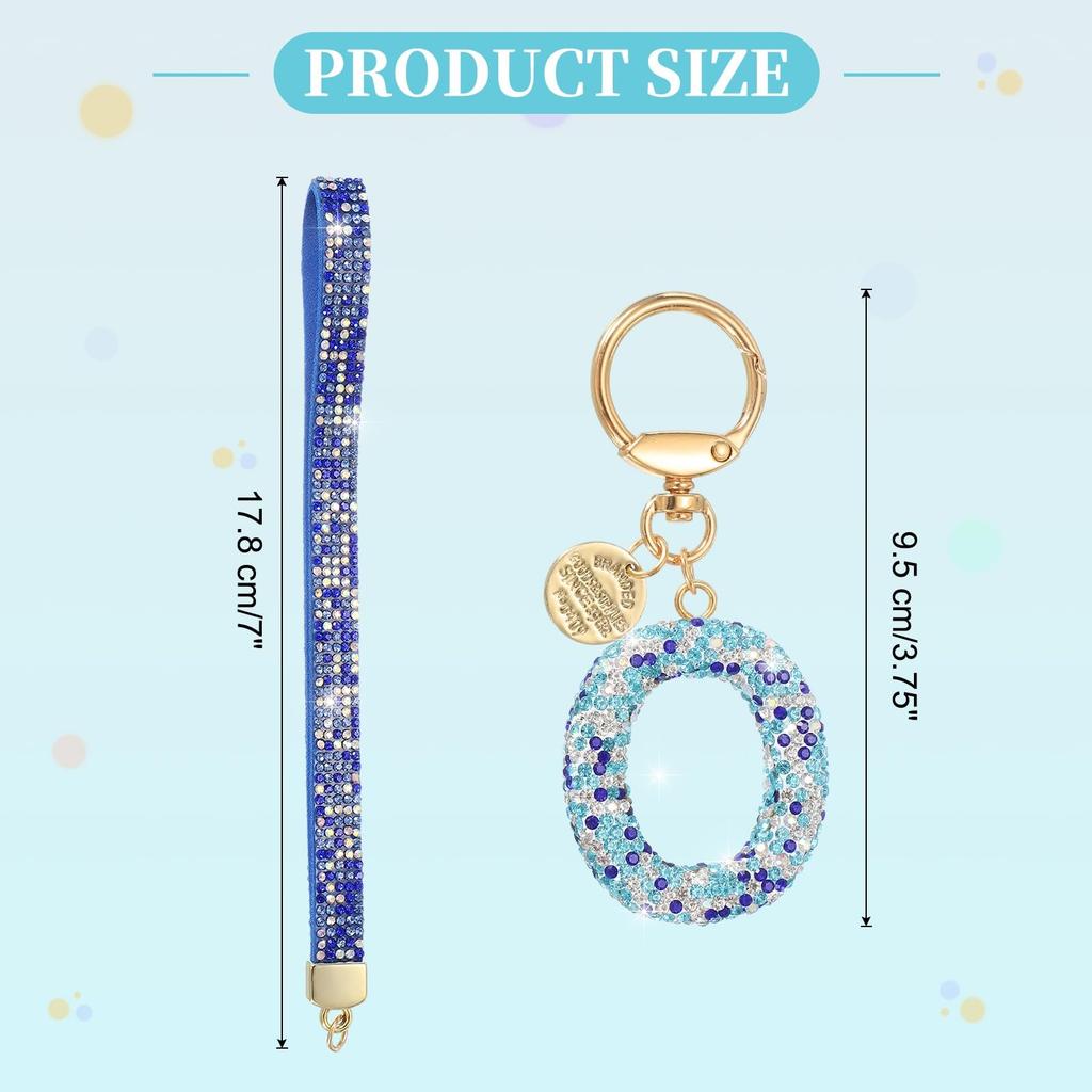 uxcell Women's Initial O Keychain with Glitter and Heart, Blue, for Backpacks, Handbags, Car Keys, and More