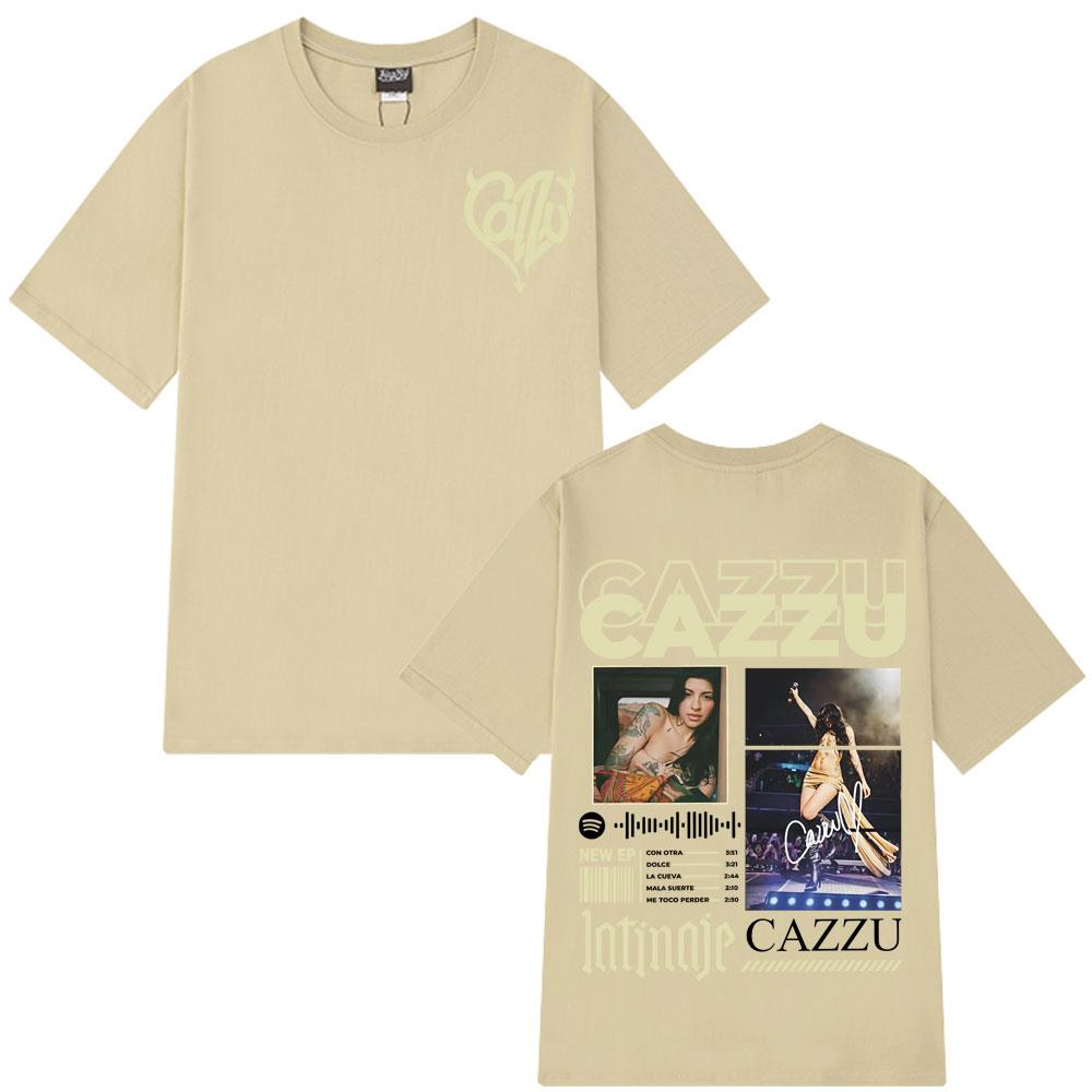 Singer Cazzu 2025 New Album Print TShrit Men Women Oversized Cotton T Shrits Casual Crewneck Short Sleeve Cozy Aesthetic T-shirt