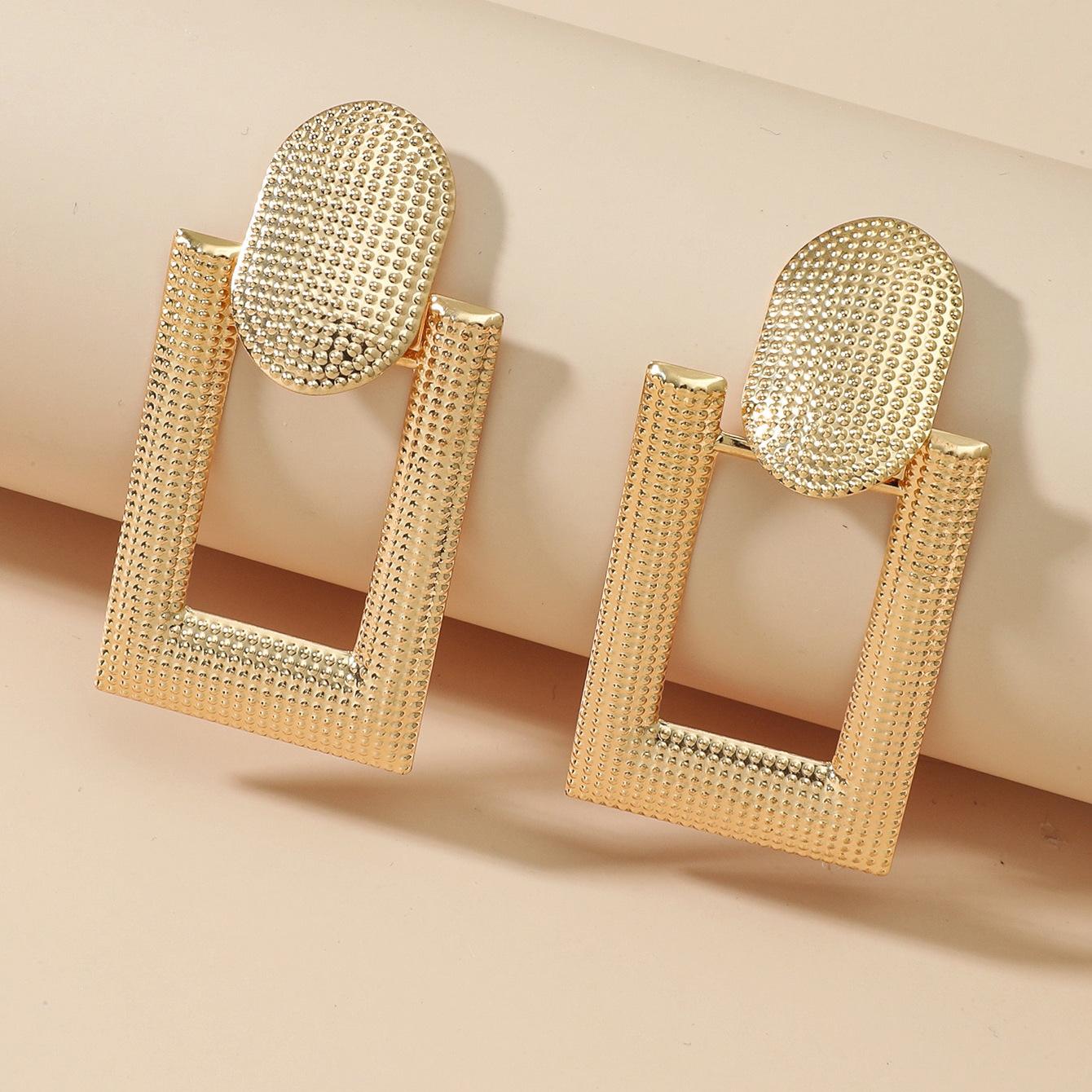 

Большие металлические серьги, винтажные серьги-капли с геометрическим рисунком золотой