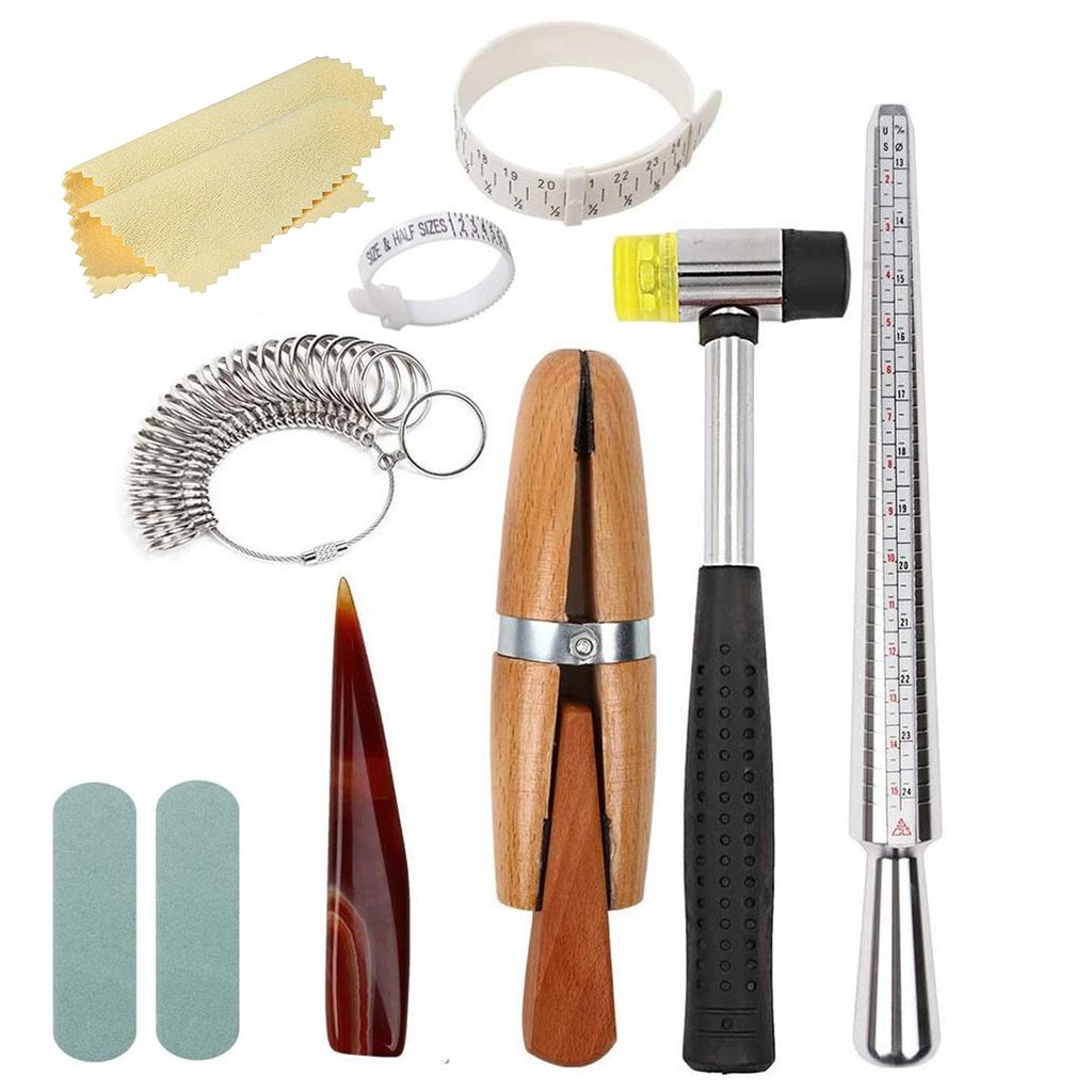 11-teiliges Schmuckset, Ringmesswerkzeug, Ringformwerkzeug, Ringringring, Ringstab, Schmuckpolierwerkzeug