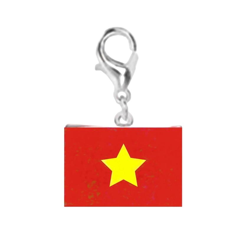 Braccialetto con Charm Bandiera in Acciaio Inossidabile con Moschettone, Gioiello Ciondolo Paese per Regalo di Viaggio Accessorio Stile