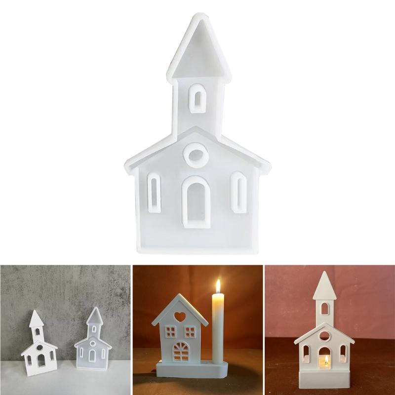 Castle Shape Candle Holder Mold with Base for Making Candle Holder Decor Tealight Holder Ornament, Epoxy Resin Casting