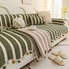 Stripe Chenier Sofa Cushion with Fur Balls Irregular Anti-Slip Sofa Cover for Living Room Cozy Wear-Resistant Couch Slipcover
