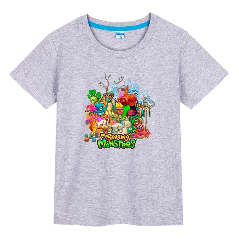 

My singing monsters Дитячі футболки з короткими рукавами Літні новинки 100% бавовна Хлопчики Дівчата Дитячі сорочки Топи Повсякденний дитячий одяг 100 сірий
