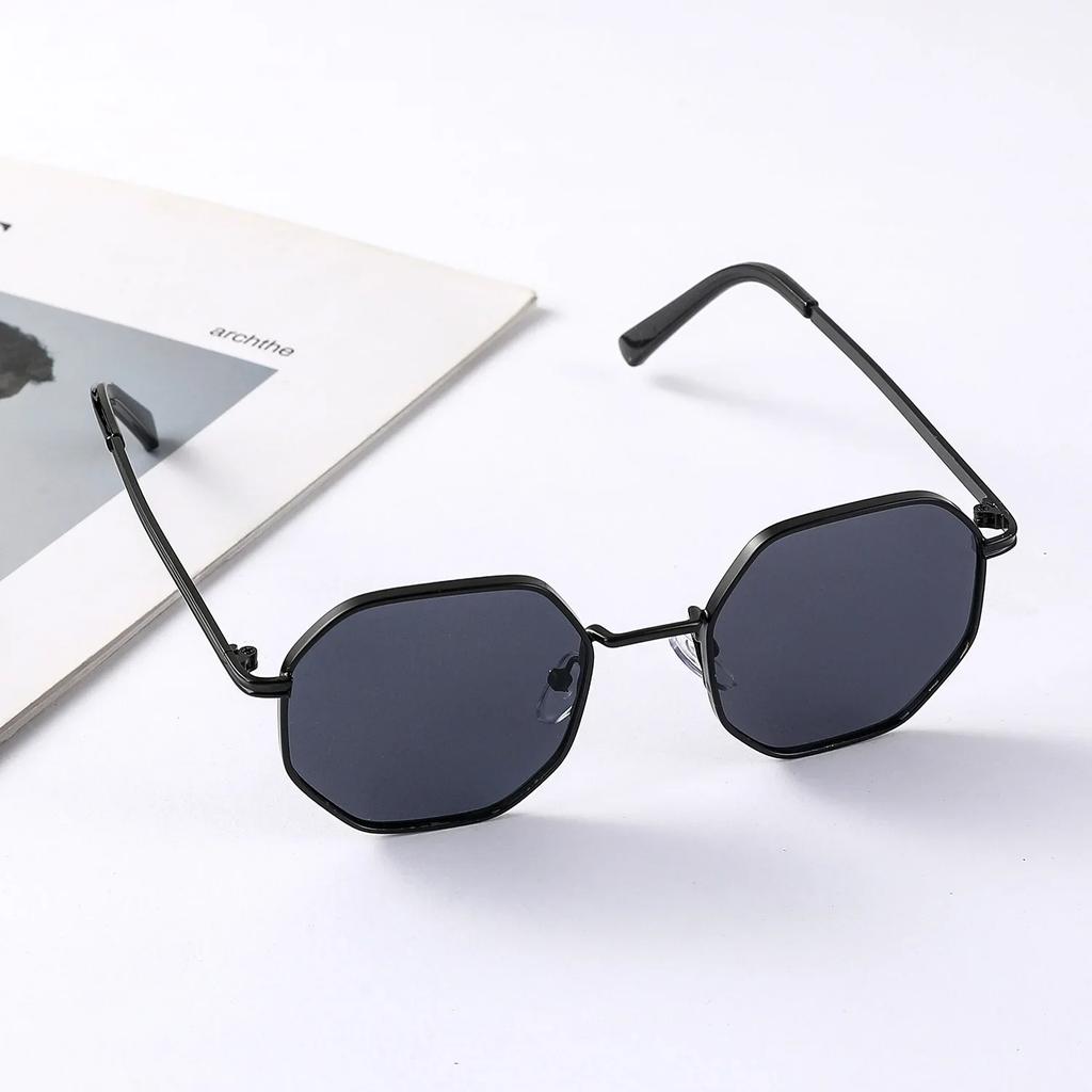 Fashion Boys Girls Octagon Metal Sunglasses Polygon Trend Children's Sun Glasses Kids Outdoor UV400 Eyewear