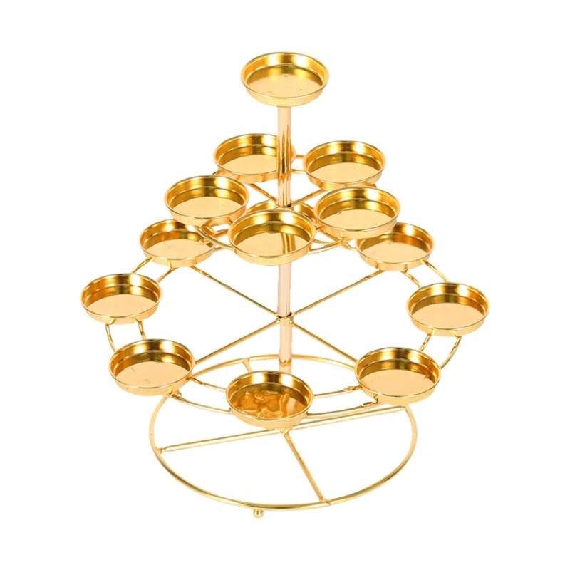 

1PC 3 Layer 14 Lamp Home Table Centerpieces Butter Lamp Desk Ornament Candle Holder Butter Lamp Candle Holder 1