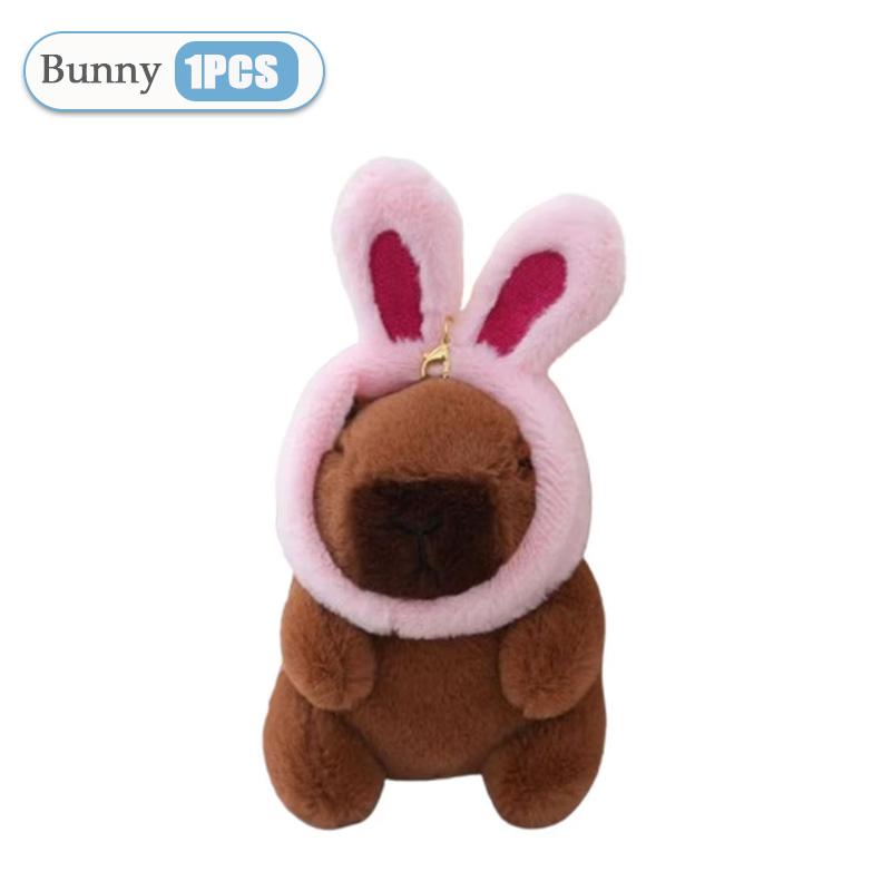 1-20PCS Cute Guitar Capybara Plush Toy Cartoon Guinea Pig Pendant Stuffed Doll Backpack Keychain Bag Car Key Ring Decor Kid Gift
