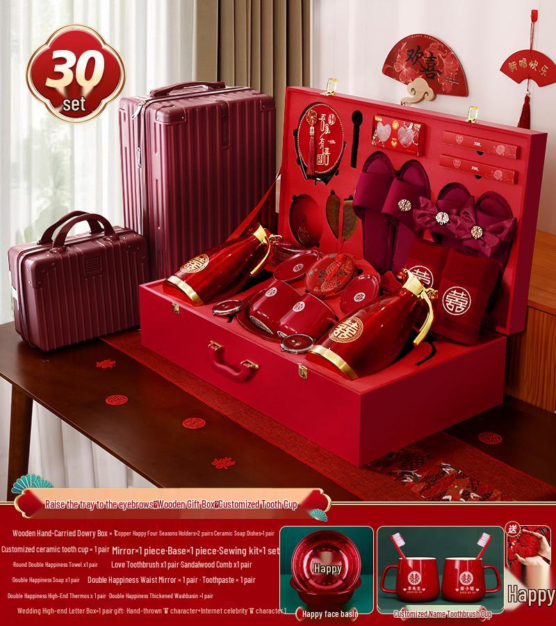 Bridal Dowry Box Set: Complete Red Wedding Toiletries & Gifts