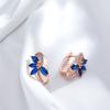New Blue Natural Zircon Flower Drop Earring For Women  Rose Gold Vintage Ethnic Bride Wedding Jewelry Party Accessories
