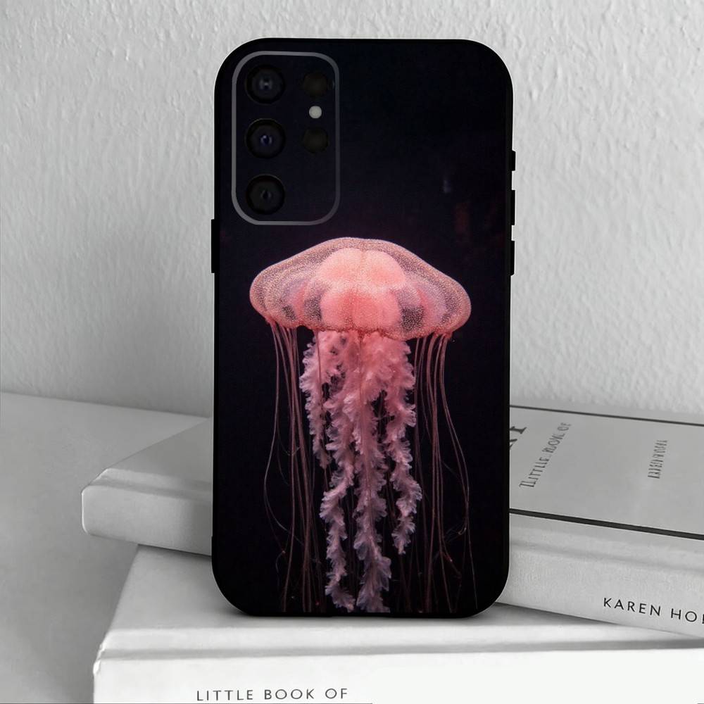 Pink Jellyfish Tear  Phone Case For Samsung S25,S24,S21,S22,S23,S30,Ultra,S20,Plus,Others Soft Black Case