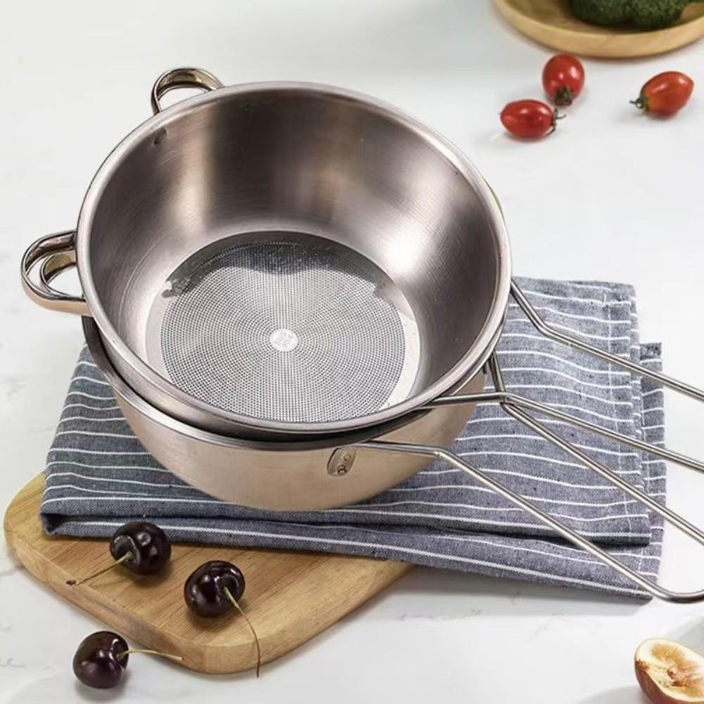 Long Handle Stainless Steel Strainer Ultra-fine Mesh Efficient Strainer Basket Ergonomic Handle Hanging Soy Milk Filter
