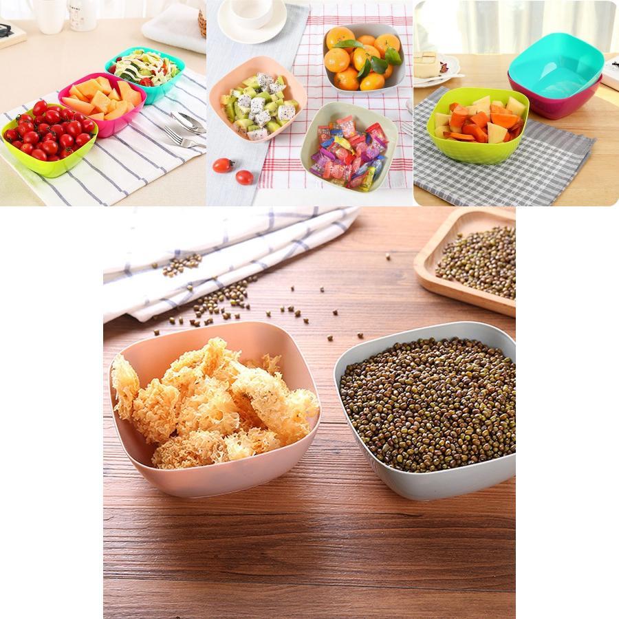 Versatile Food Grade Plastic Square Fruit Plate Colorful Serving Bowl Candy Dish