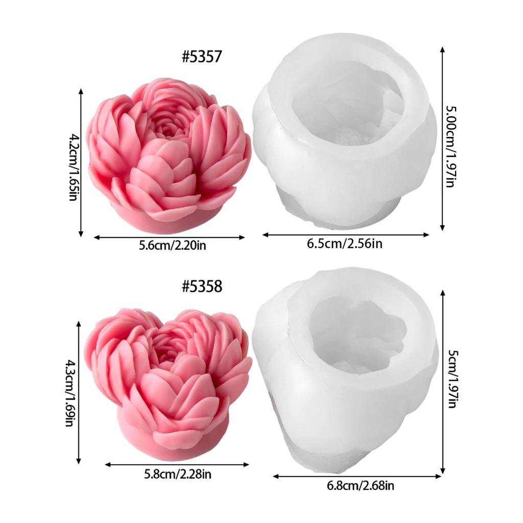 Peony Flower Candle Mould Silicone Molds Ornament Molds Castings Molds Handmade Plasters Molds Craft Supplies