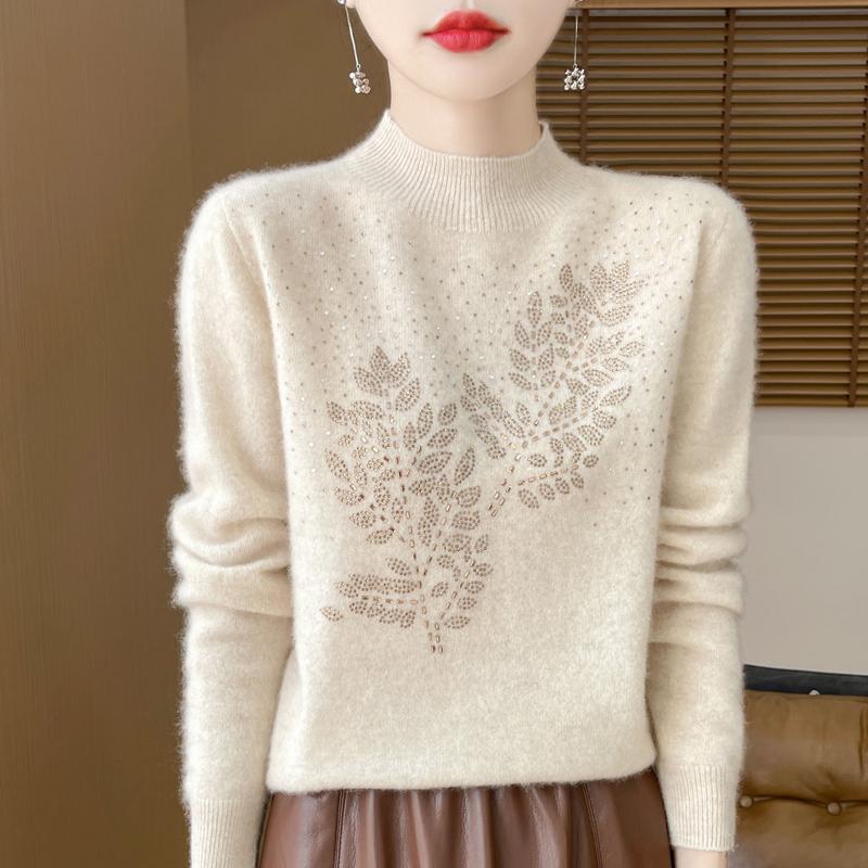 Women's Cashmere Sweater Qinghe Cashmere 30% Cashmere 70% Wool Autumn and Winter Pullover Warm and Fashionable