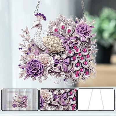2D/Flat DIY Hanging Diamond Art Kits Diamond Painting Set Diamond Art Pendant Single Side Drill DIY Home Decor Hanging Charm