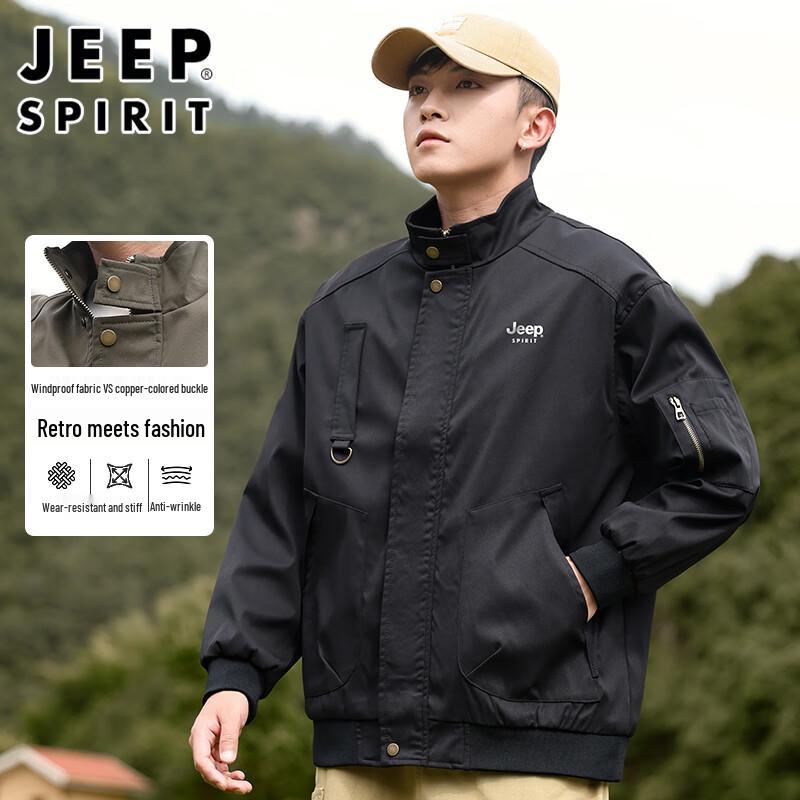 JEEP SPIRIT Men's Autumn/Winter Loose Fit Bomber Jacket