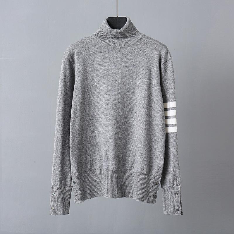 TB BROWIN High-Neck Sweater: Unisex Wool, Four-Bar, British Style