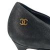 Great CHANEL pumps COCO Mark round toe Black beige leather Women 35 G30389 Used