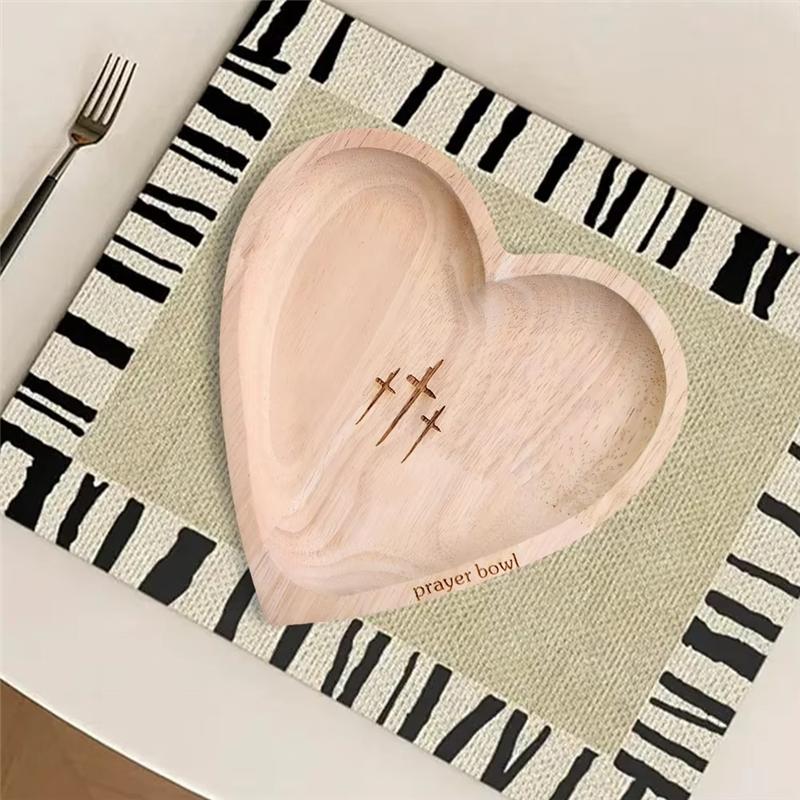 ABMH-Heart Prayer Bowl Wooden Wood Dough Bowl Prayer Heart Blessing Bowl Religious Christmas Christian Gifts For Women Men