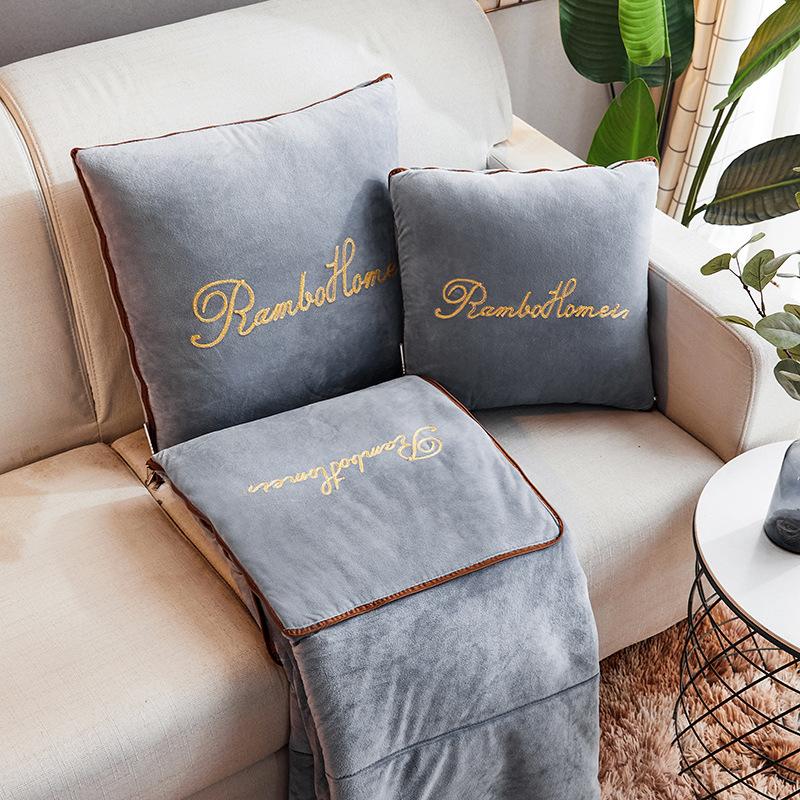 Super Soft Travel Blanket Throw Pillow 2 In 1 Thick Crystal Fleece Office Chair Nap Pillow Quilt Dual-use Home Sofa Decor