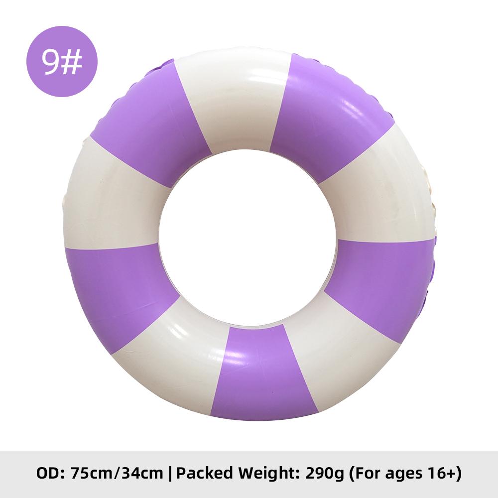 Summer Multicolor Striped Inflatable Swim Ring Thick PVC Leakproof Portable Foldable Pool Float Swimming Circle for Adults Kids