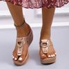 Fashion Women's Fashion Thick-soled Flip Flops Wedge Open Toe Beach Roman Clip-toe Sandal Luxury Metal Buckle Designer Sandals for Women