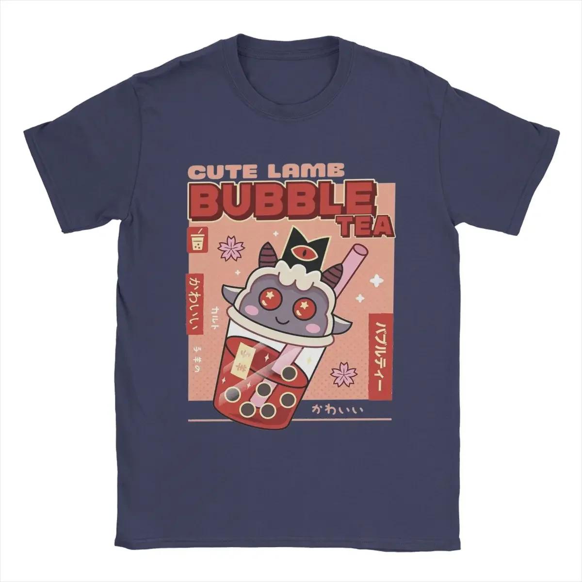 

Casual Cute Lamb Bubble Tea Cult Of The Lamb TShirt Unisex O Neck 100 Cotton T Shirt Game Anime Tees Printing Clothes 4XL