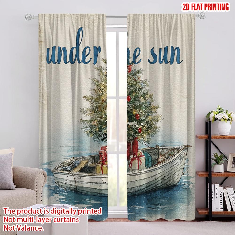 

2pcs,2D plane printing Curtains The Sun Beach Polyester (without rod) Holiday for Various Room Types 52.50 × 116.00 cm 2 pcs