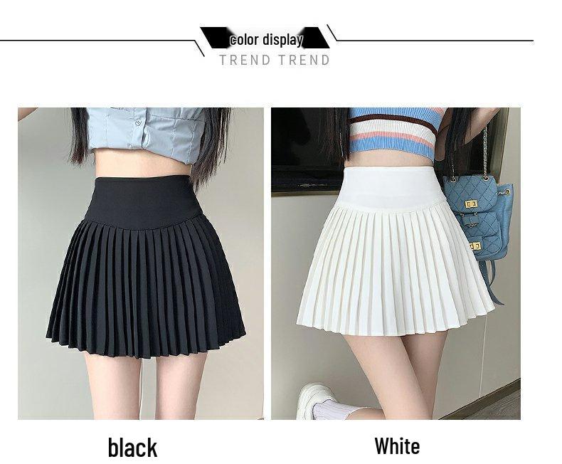 European-American Niche Versatile High-Waist A-Line Pleated Skirt: Pure Desire, Hot Girl Style for Spring/Summer/Autumn