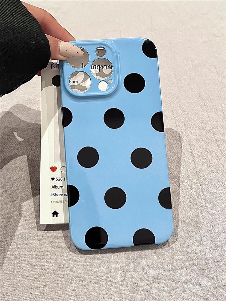 Husă de telefon coreeană INS cu buline albe și negre pentru iPhone 17 16 15 Pro 14 13 Pro Max Modă Rezistentă la șocuri Drăguță Simplă Moale Husă Cover