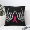 Skeleton Rock Hand Breast Cancer Awareness Cool Pink Ribbon Throw Pillow Cover Decorative Pillow Funny Pillowcover Home Decor