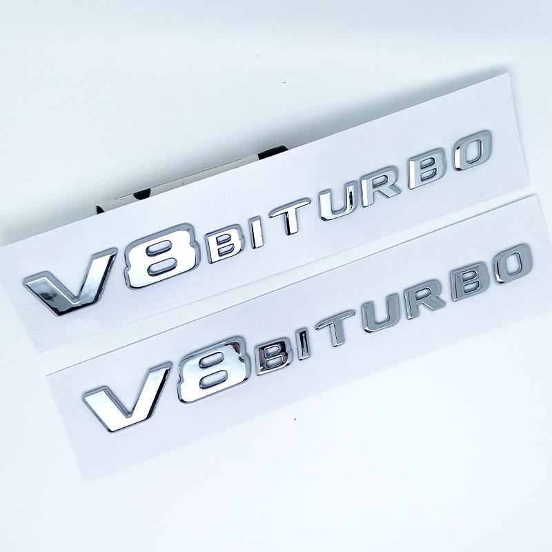 2017 Flat Letters G63 G65 V8 Biturbo V12 Biturbo Emblem for Mercedes Benz W463 Car Side Fender Trunk Nameplate Logo Sticker