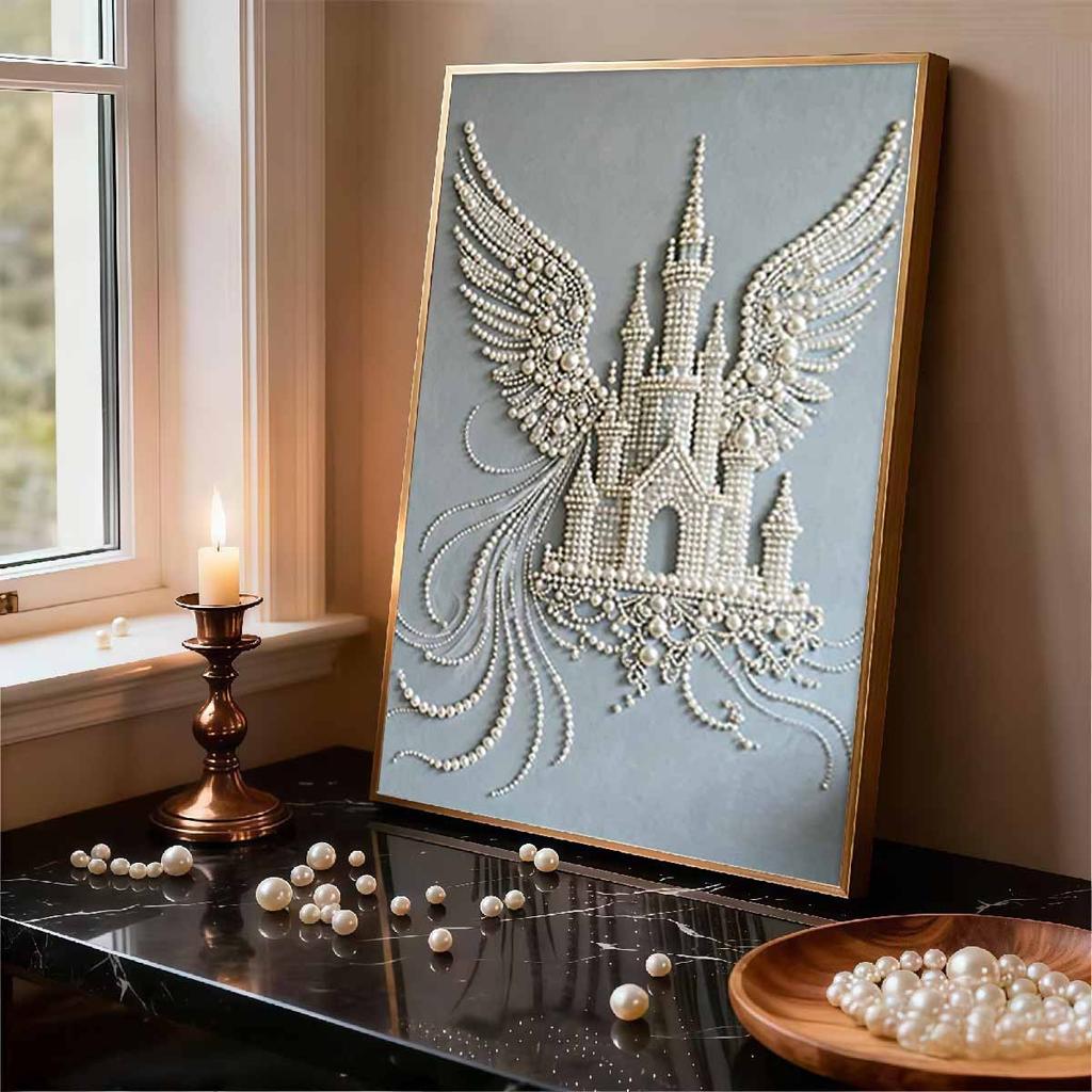 Pearl The Flying Castle DIY Diamond Art Kits 15.7x19.6inch Gem Art Diamond Painting Kits Without Frame for Adults Gift Idea Home Wall Decor