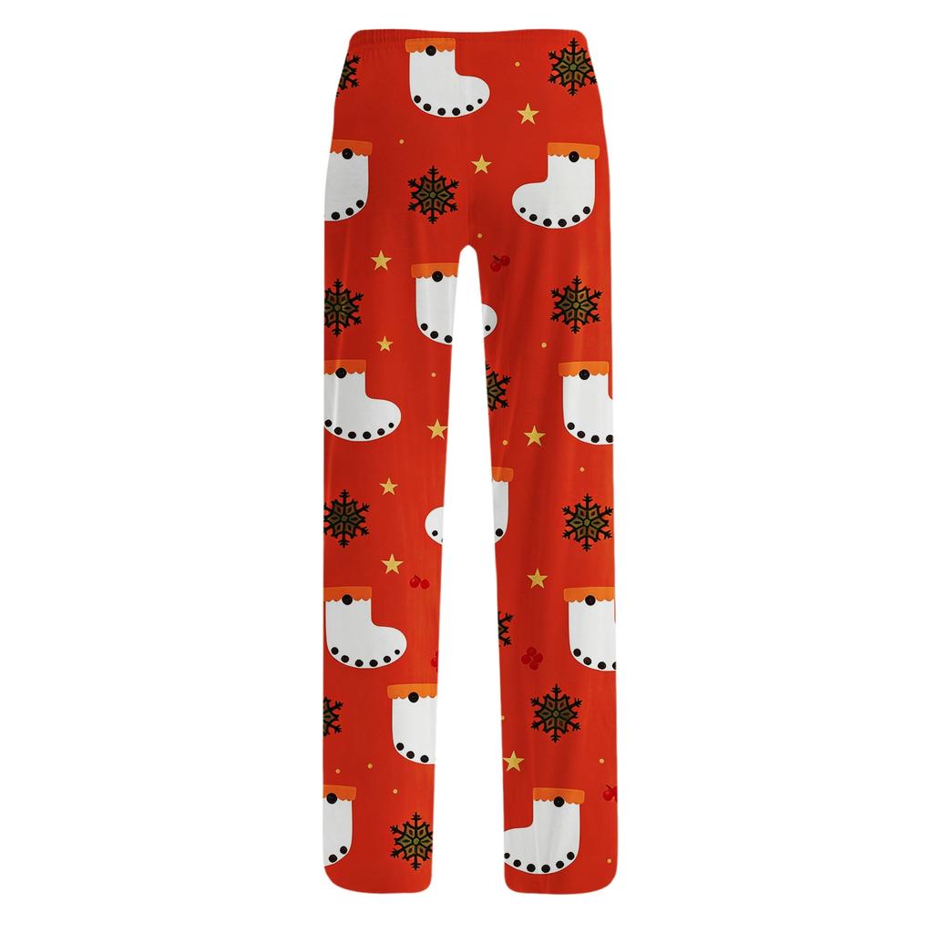 Women's Christmas Print Loose Fit Pajama Pants for Sleep and Home Relaxation
