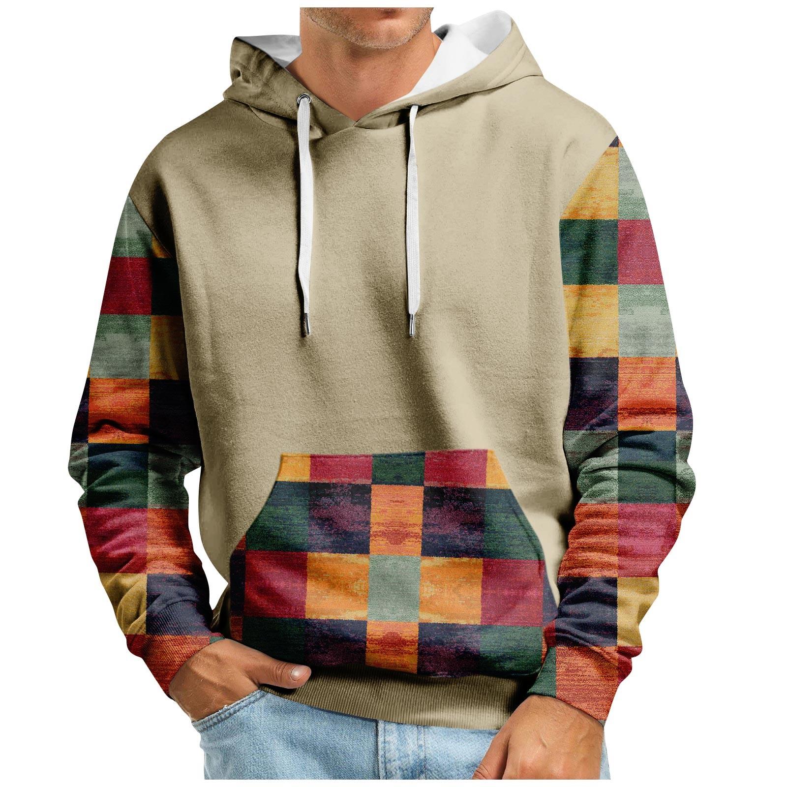 

Осенний мужской свитер с большим капюшоном и цифровым принтом, новый большой базовый свитер XXXXL оранжевый