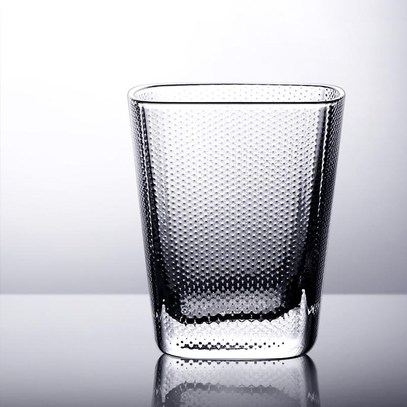 Japanese-style Glass Water Cup Hammered Square Transparent Cup Household Cup For Women Cold Drinks Coffee Juice And Milk 1PCS