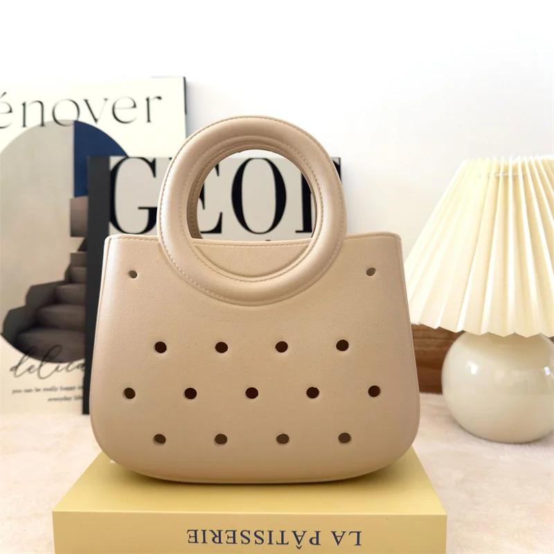 Women Summer Beach Bag Summer EVA DIY Waterproof Beach Basket Picnic Outdoor Travel Tote Handbag For Swimming Vacation Shopping